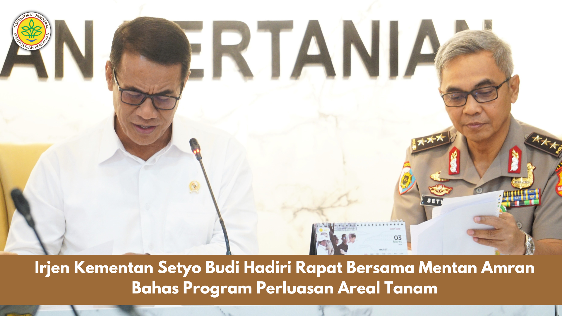 Irjen Kementan Setyo Budi Hadiri Rapat Bersama Mentan Amran Bahas Program Perluasan Areal Tanam