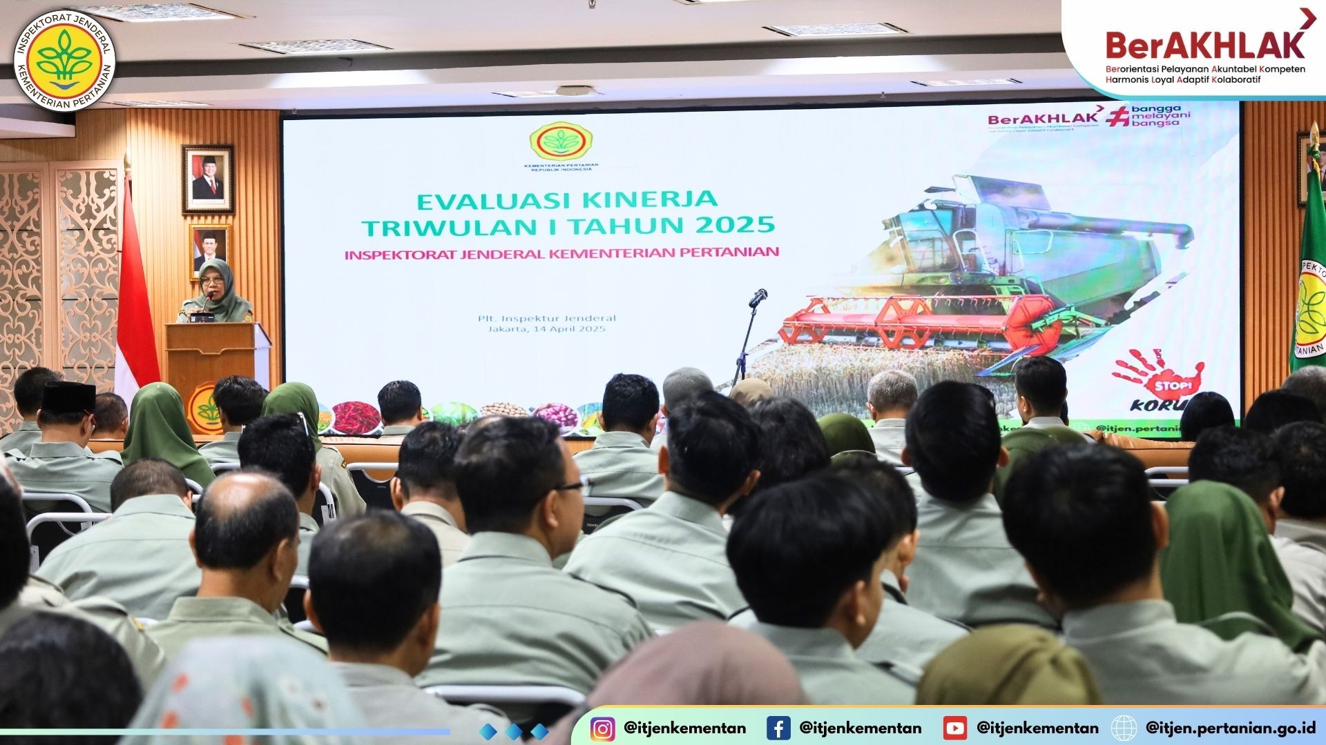 Inspektorat Jenderal Kementerian Pertanian menggelar kegiatan Evaluasi Kinerja Triwulan I Tahun 2025
