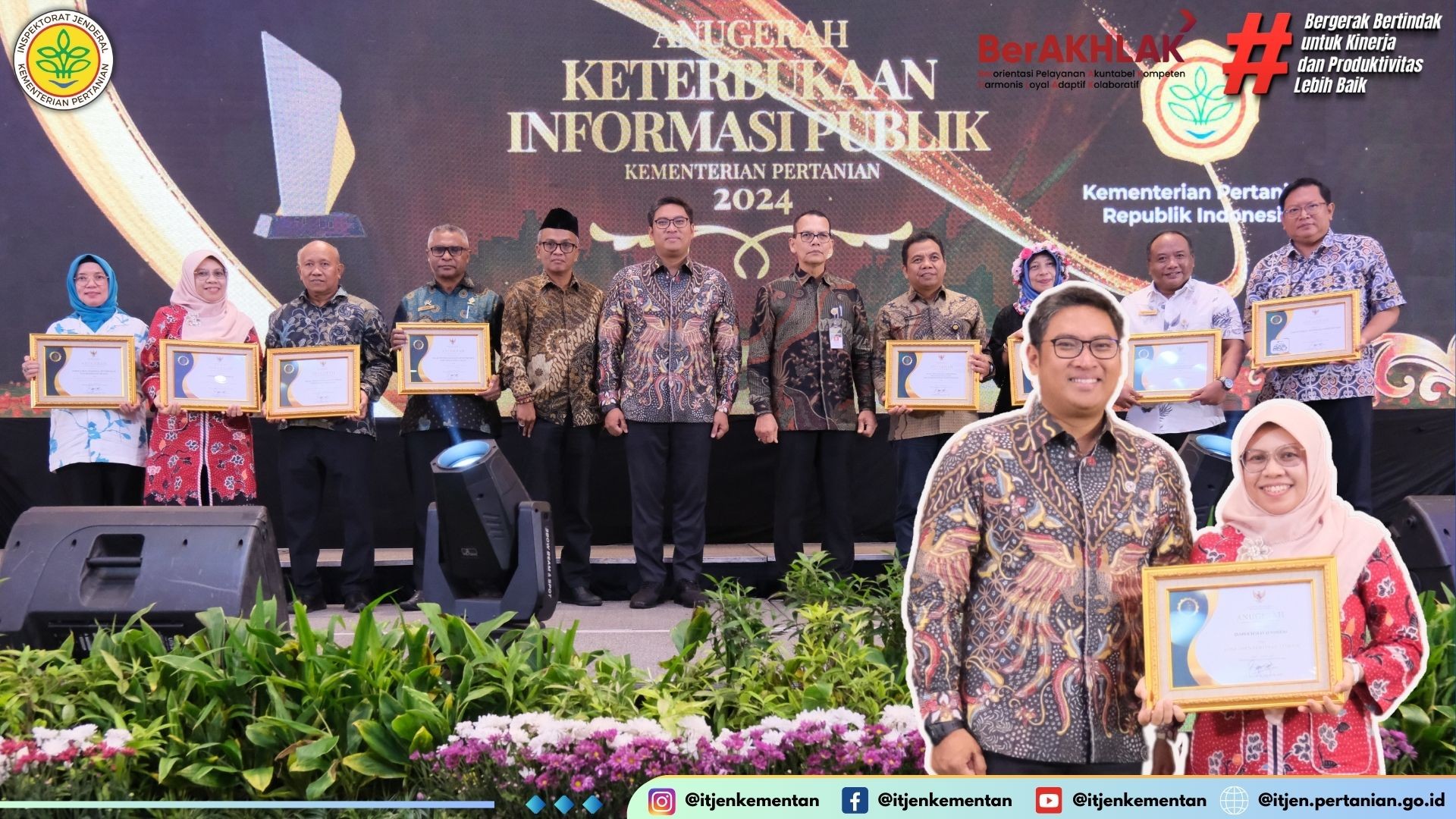 Itjen Kementan Raih Dua Penghargaan PPID Kategori Badan Publik Informatif dan Komitmen Pimpinan Terbaik