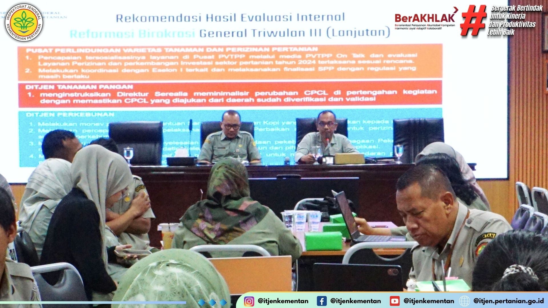 Evaluasi Internal terhadap rencana aksi RB Triwulan IV tahun 2024 lingkup Kementerian Pertanian