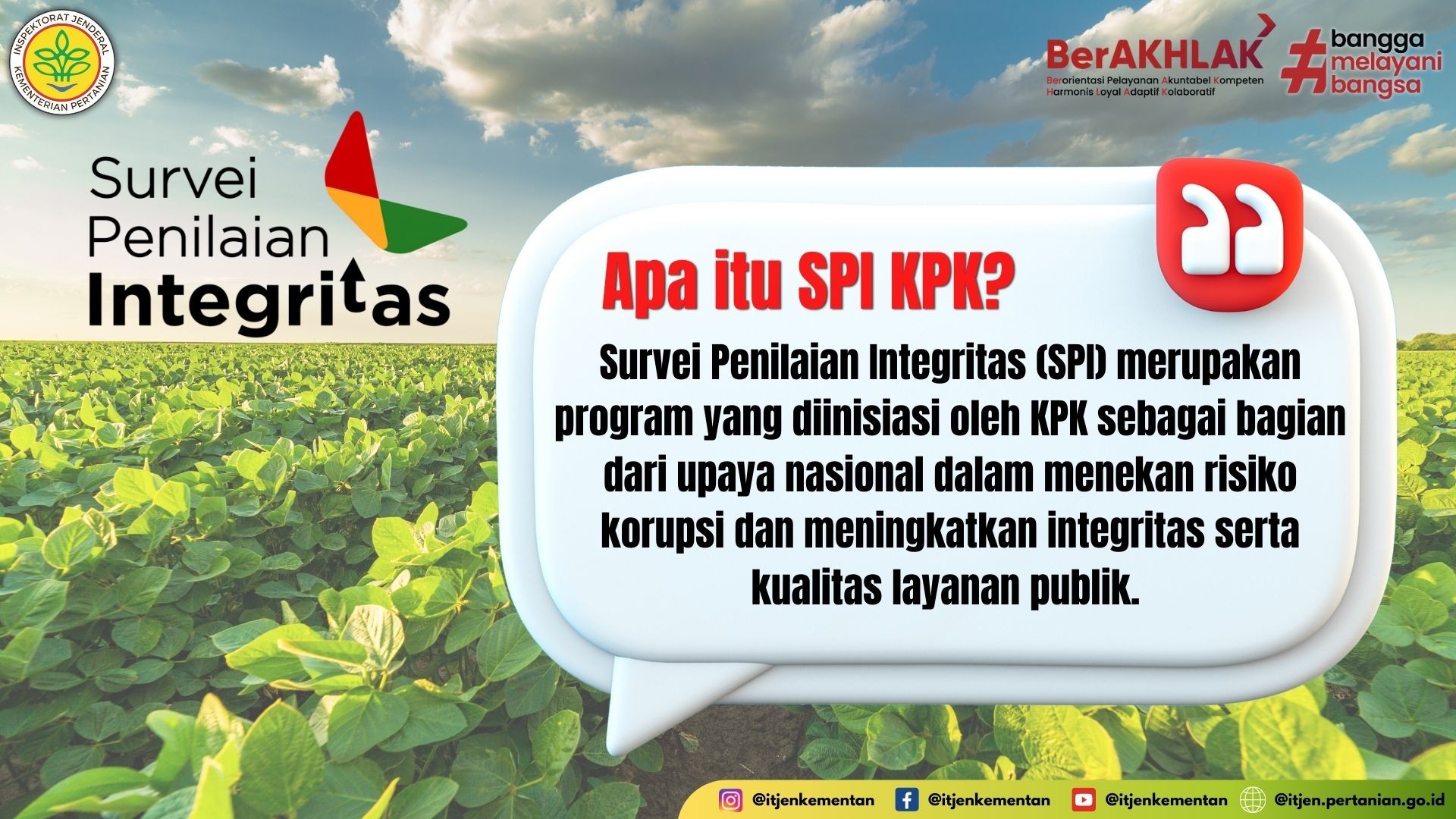 Kementerian Pertanian Naik Peringkat Penilaian SPI KPK