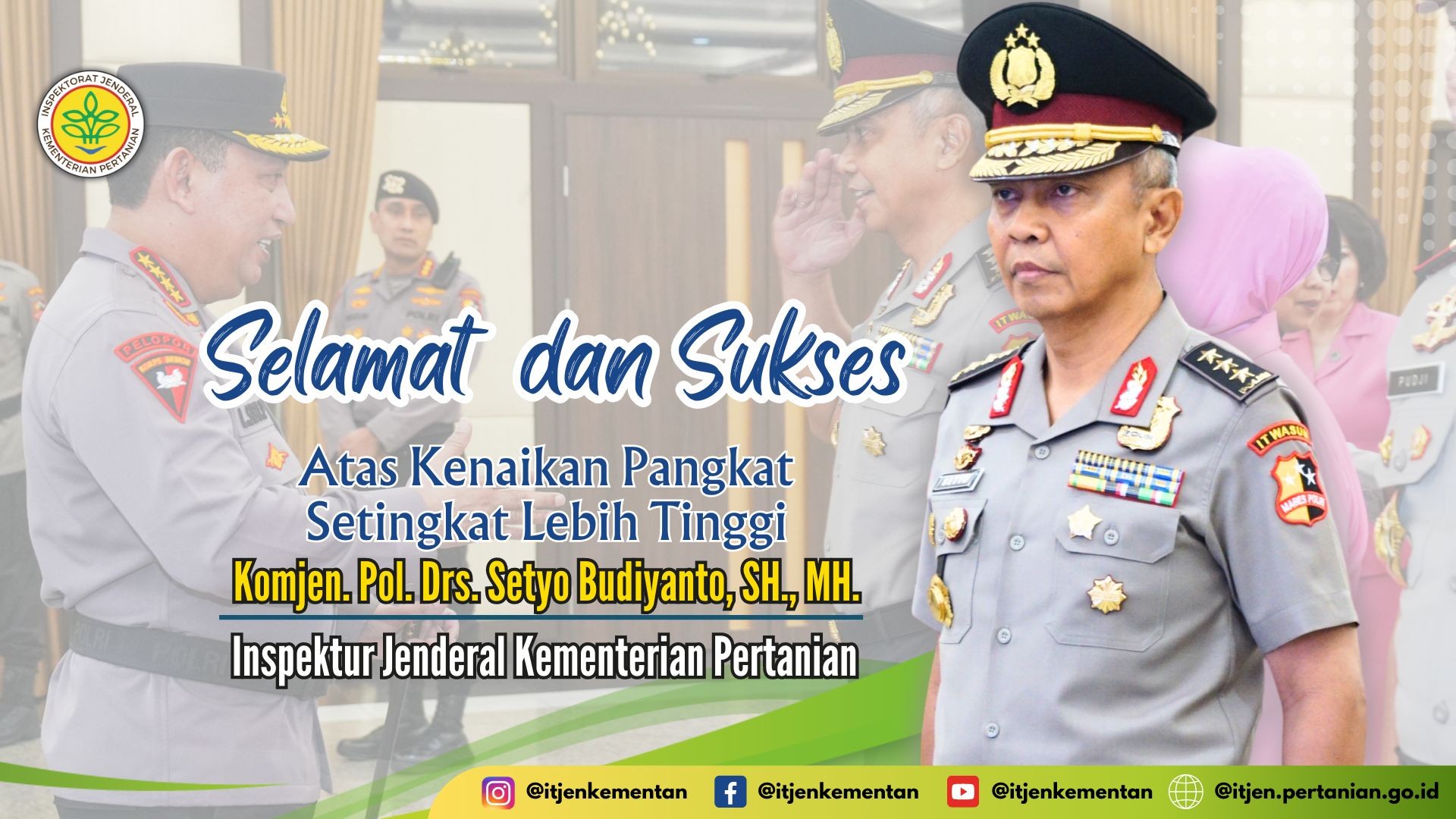 Kapolri Resmi Lantik Irjen Kementan Setyo Budiyanto Sebagai Komjen Pol.