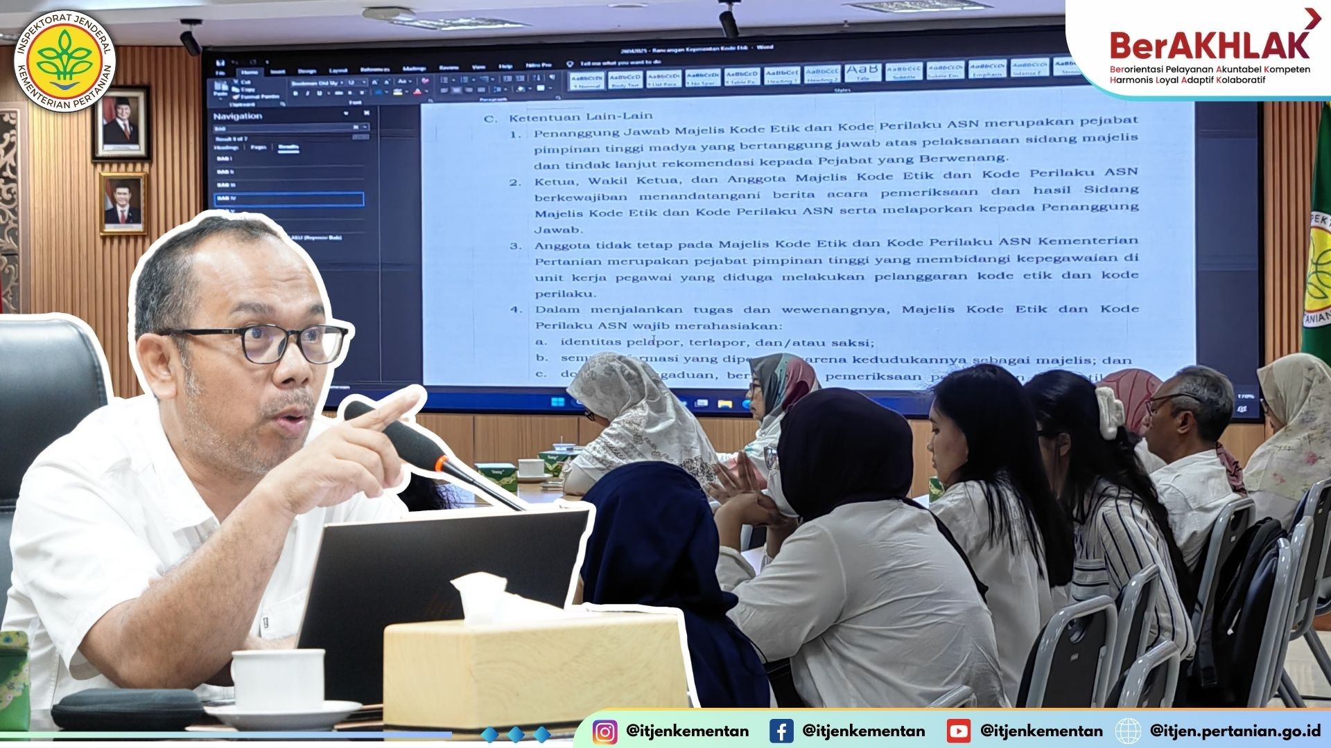 Inspektorat Jenderal Kementerian Pertanian  Itjen Kementan  menggelar rapat Finalisasi Peraturan Kode Etik Pegawai Lingkup Kementan