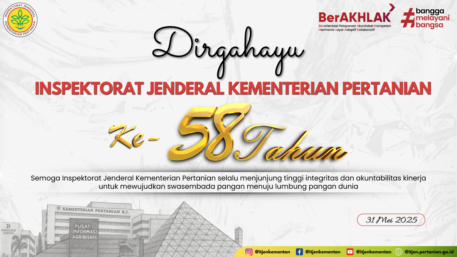 Dirgahayu Inspektorat Jenderal Kementerian Pertanian yang ke-58 Tahun