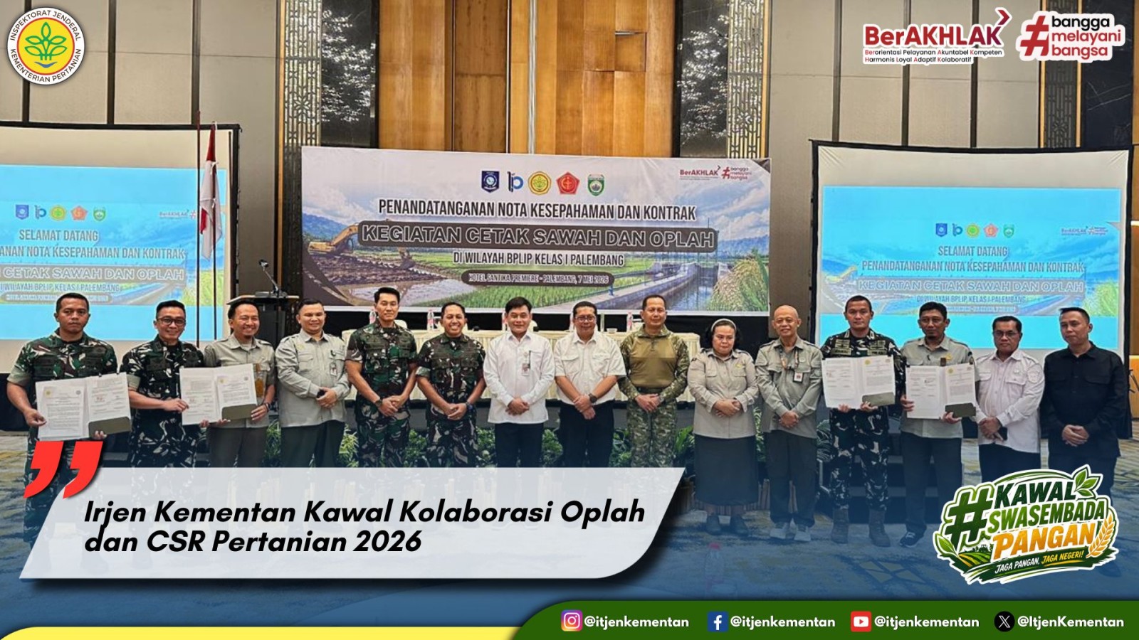 Irjen Kementan Kawal Kolaborasi Oplah dan CSR Pertanian 2026
