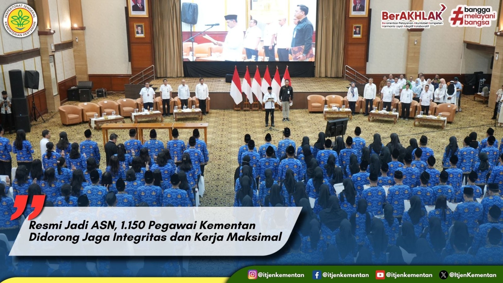 Resmi Jadi ASN, 1.150 Pegawai Kementan Didorong Jaga Integritas dan Kerja Maksimal