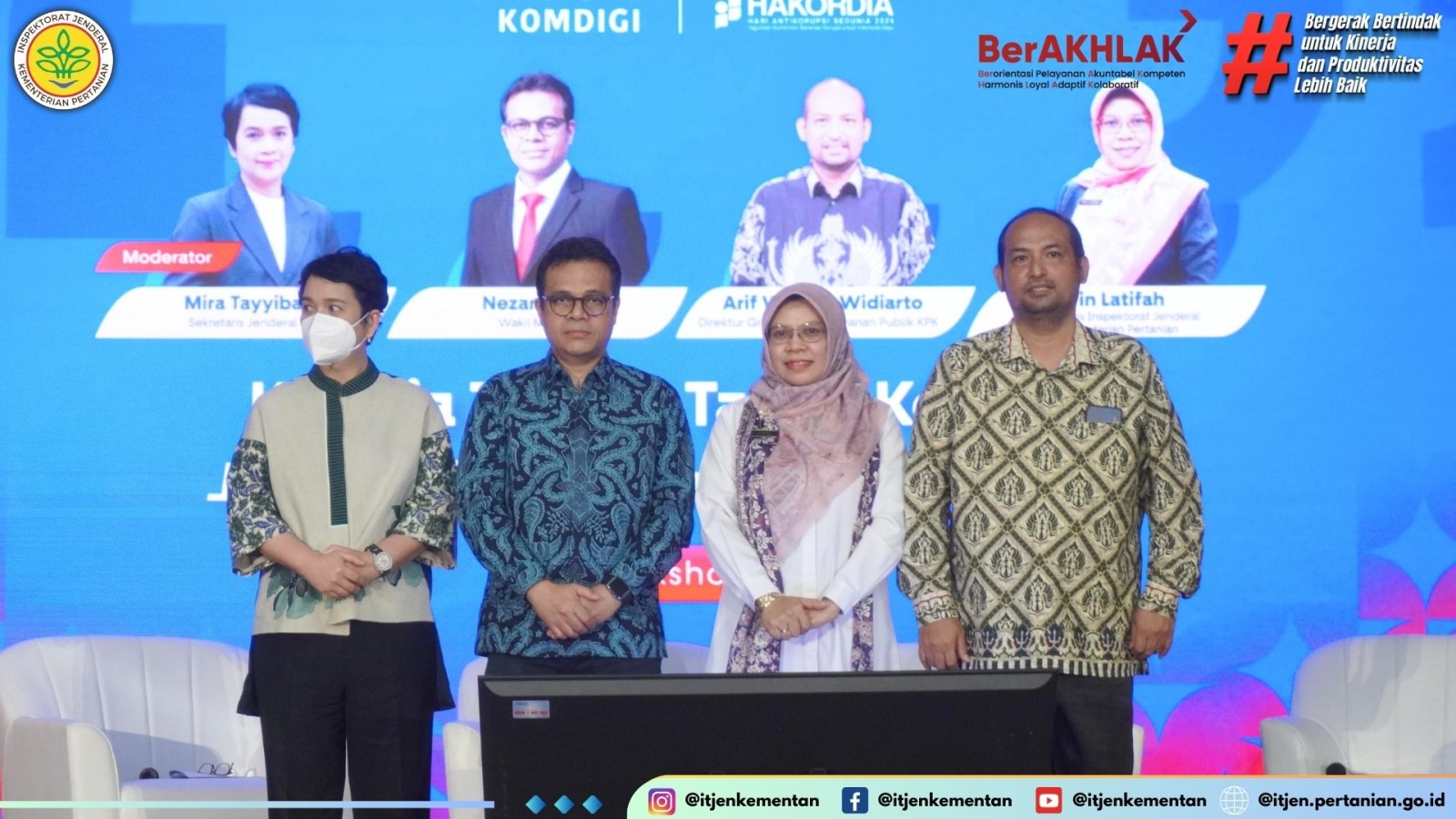 Sekretaris Inspektur Jenderal Kementerian Pertanian Tin Latifah menjadi narasumber dalam acara Talkshow  Kinerja Tinggi, Tanpa Korupsi: Jangan Diam, Bersatu Lawan Korupsi  