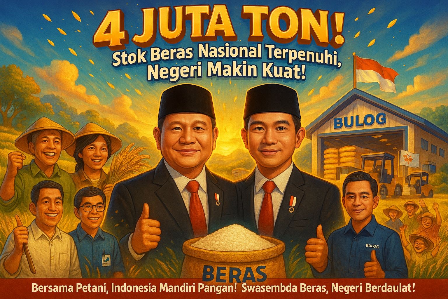 Mentan: Terima Kasih Kepada Petani Dan Seluruh Stakeholders Atas Capaian Spektakuler 4 Juta Ton Cadangan Beras