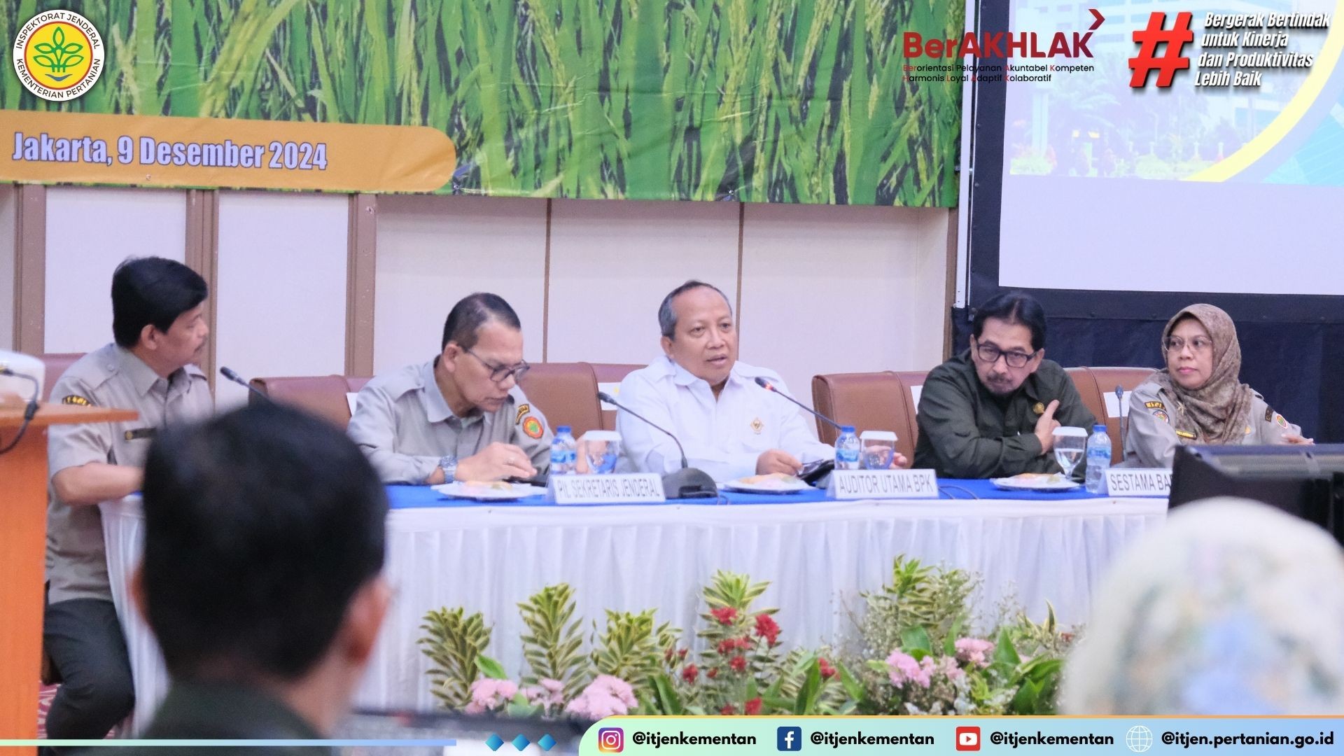 BPK Gelar Rapat Pembahasan Percepatan Tindak Lanjut Hasil Pemeriksaan Laporan Keuangan Tahun 2023 Bersama Kementan dan Bapanas